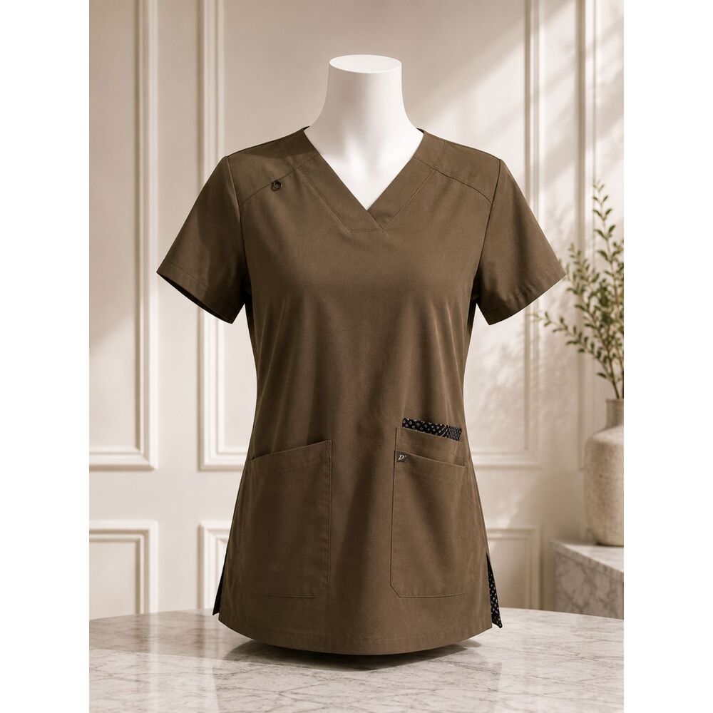 KOI Next Gen 1010 Women's Ready to Work Nurse Scrub Top (Olive Green) Size XS